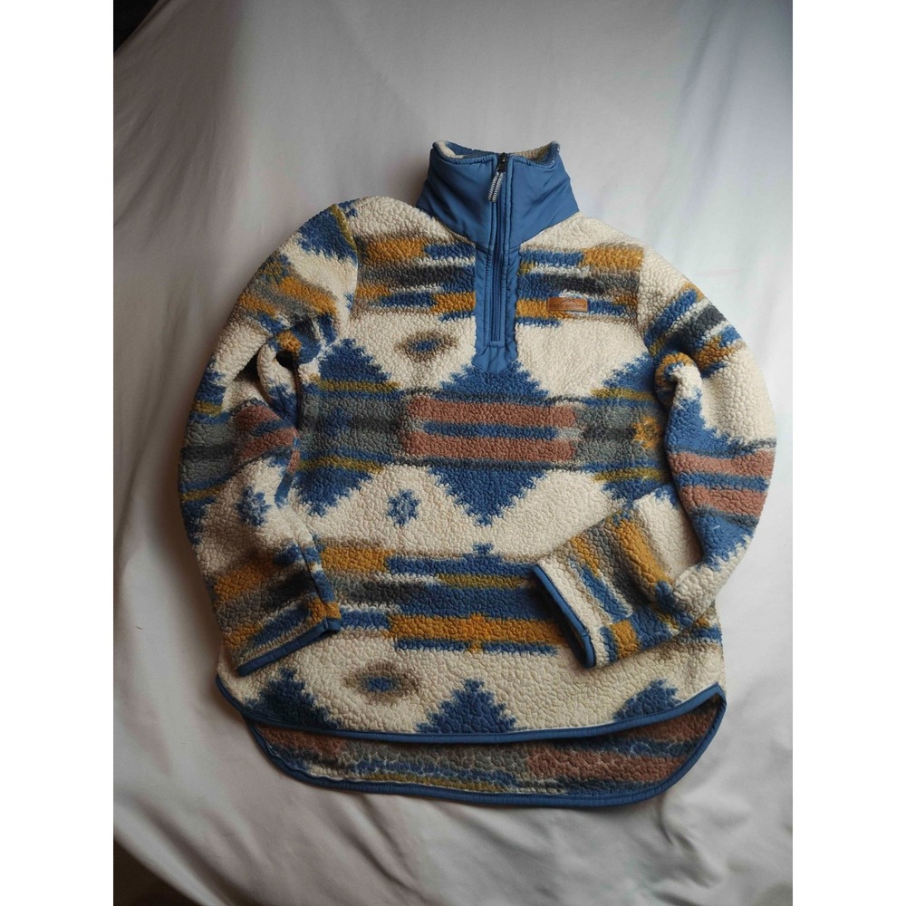 Simply Southern Pullover Womens Small Blue Aztec Fleece 1/4 Zip Long Sleeve